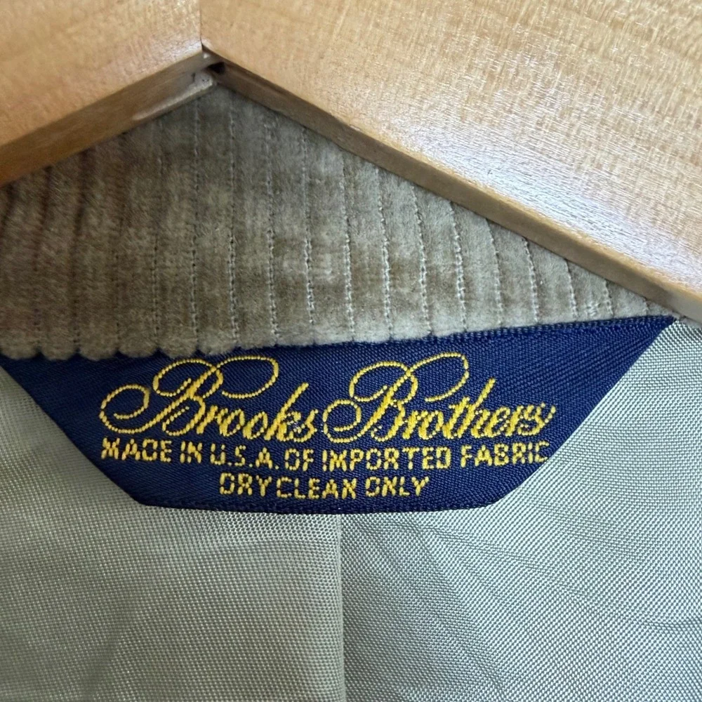 Brooks Brothers Men Vintage Tan Corduroy Blazer Sport Coat Woven Buttons 39R USA
